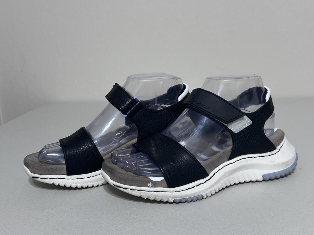 Bionica Womens Okoli Sport Sandal Black Leather Ankle Straps SZ 6 Comfort Shoe